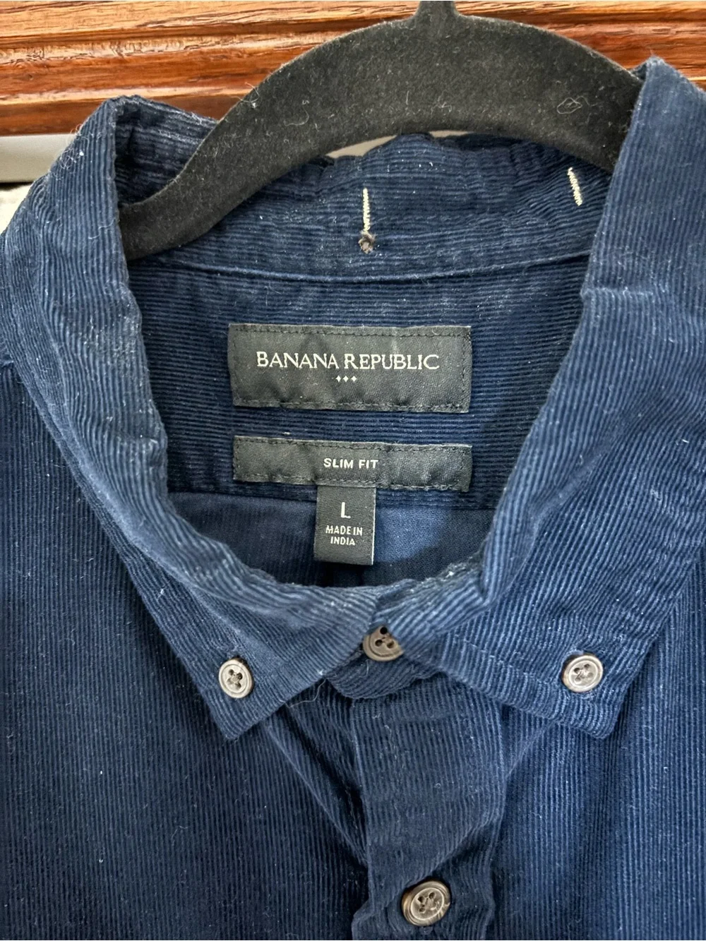 Banana Republic Fine-Wale Corduroy Button-Down Shirt in dark navy blue